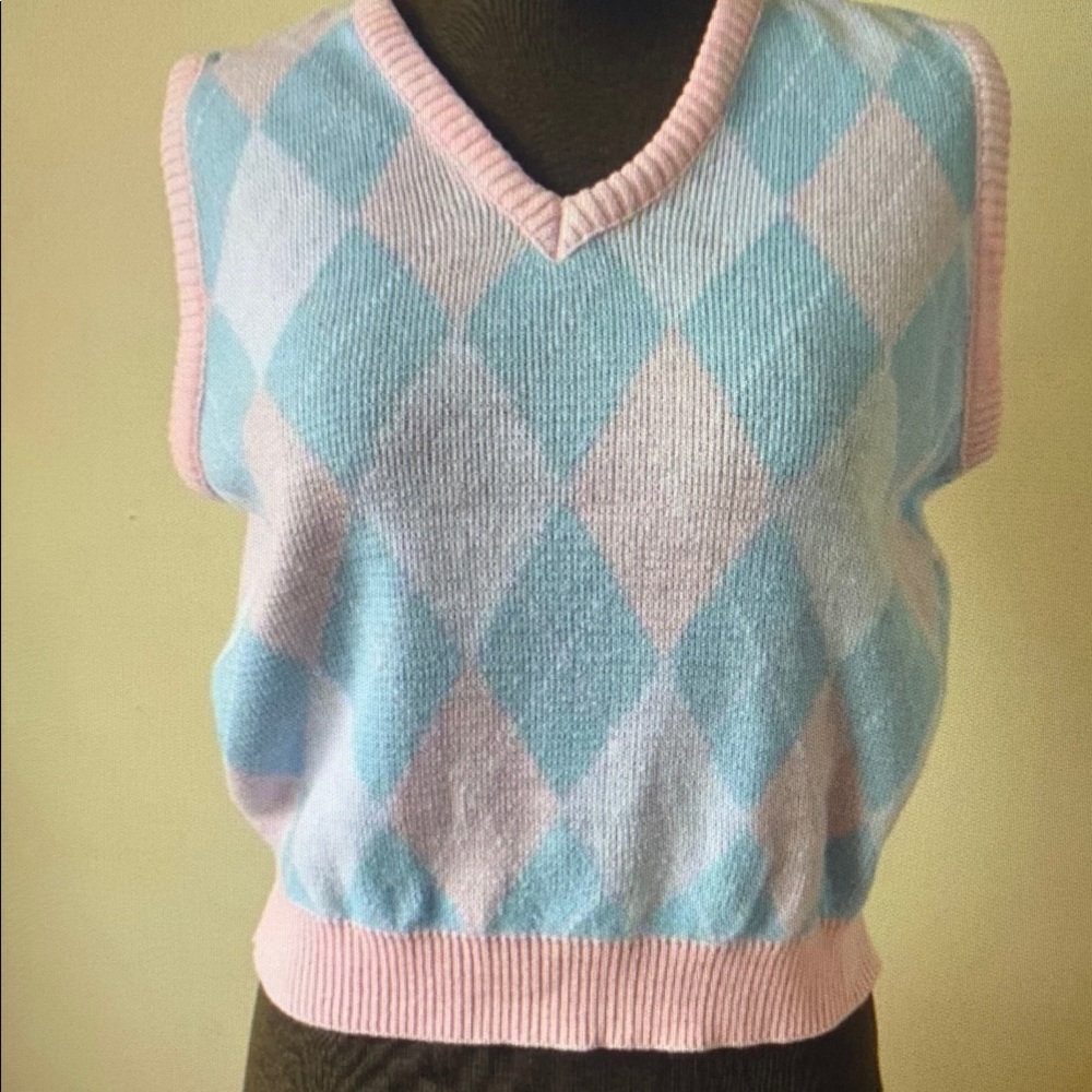 Pastel Argyle Sweater Vest